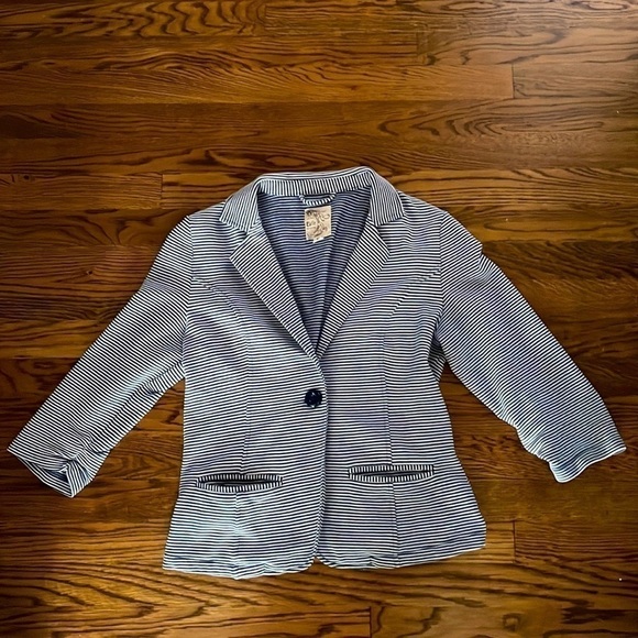 Anthropologie Tulle Striped 3/4 length blazer - Picture 2 of 8